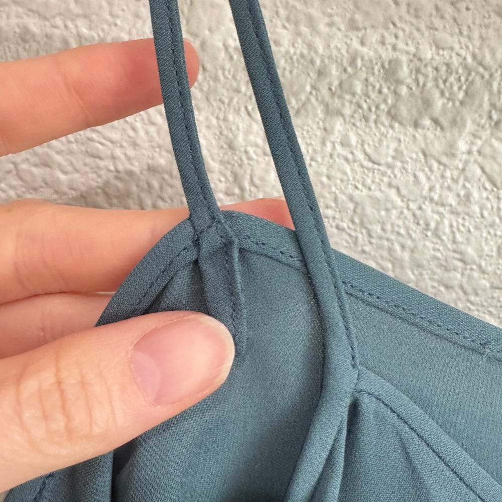 VTG Y2K Jones New York Petite Teal‎ Silk Camisole Tank Top 8P Dainty Fairycore - Picture 6 of 9